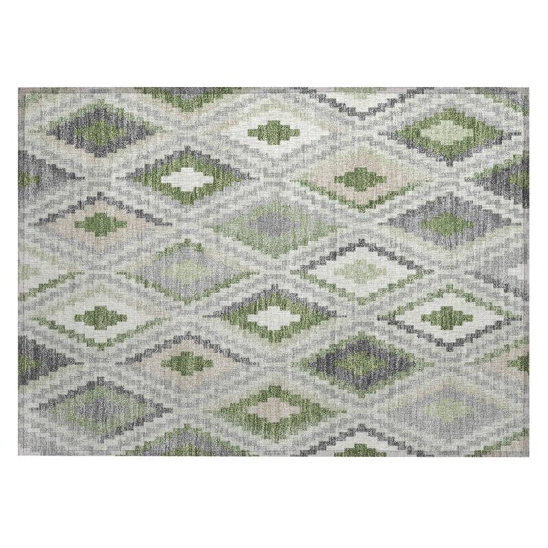 Machine Washable Indoor/ Outdoor Global Geo Chantille Rug