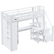 preview thumbnail 5 of 12, Metal Full Loft Bed With Desk, USB Ports, 5-Layer Shelf, Wardrobe And Stepped Stairs, White