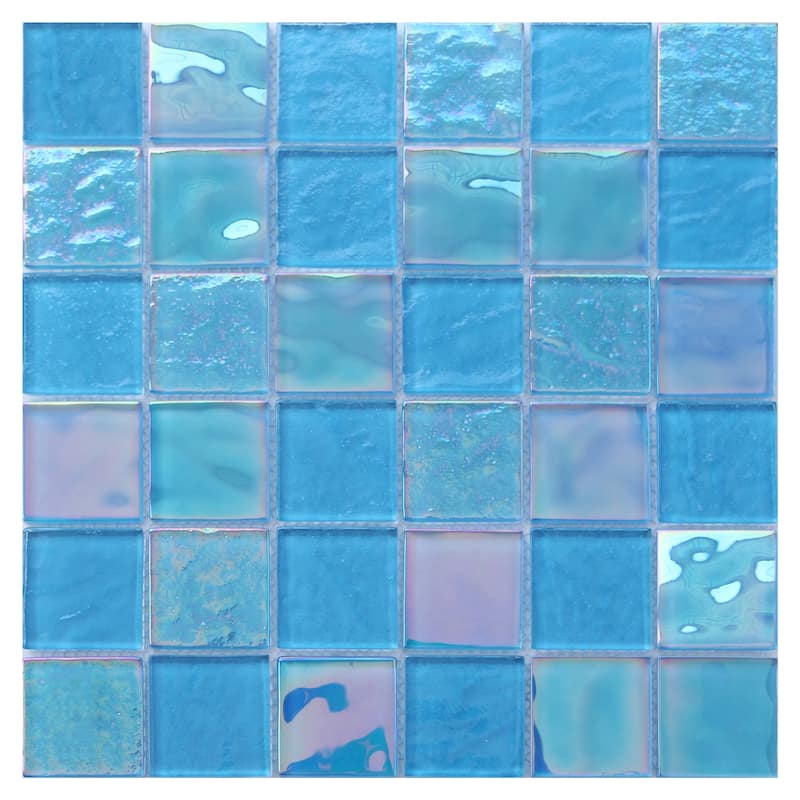 2 x 2 Glass Pool Tiles - Case (10 Sheets) - Sky Blue