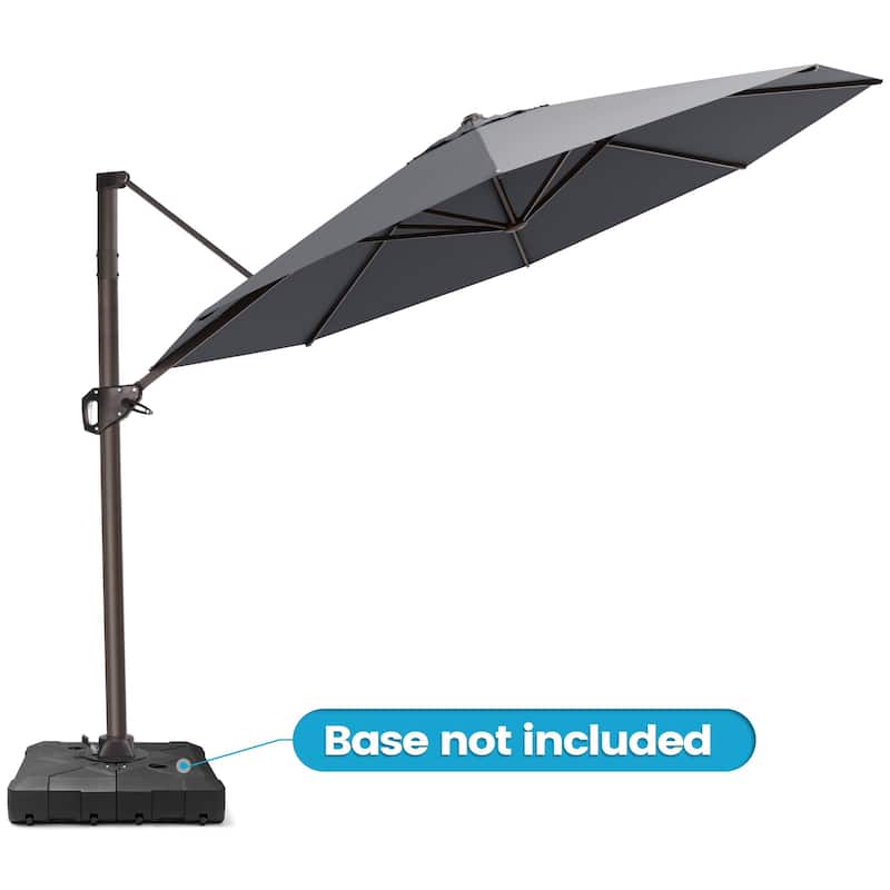 Outdoor 11 Ft Patio Cantilever Offset Umbrella with 360 Degree Rotation