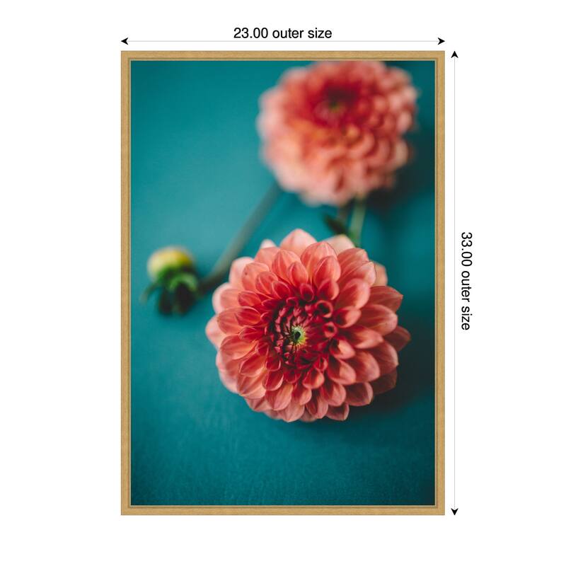 Kate and Laurel Sylvie Vibrant Pink Dahlia Floral Framed Canvas by Patricia Hasz of Patricia Rae Photography