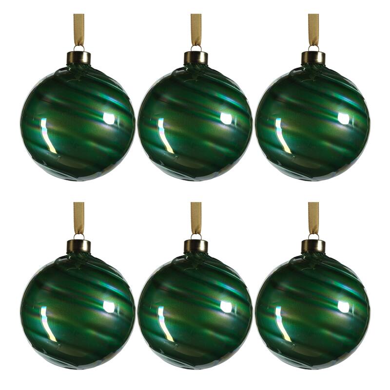 Pearl Luster 4" Glass Ball Ornaments, Set of 6