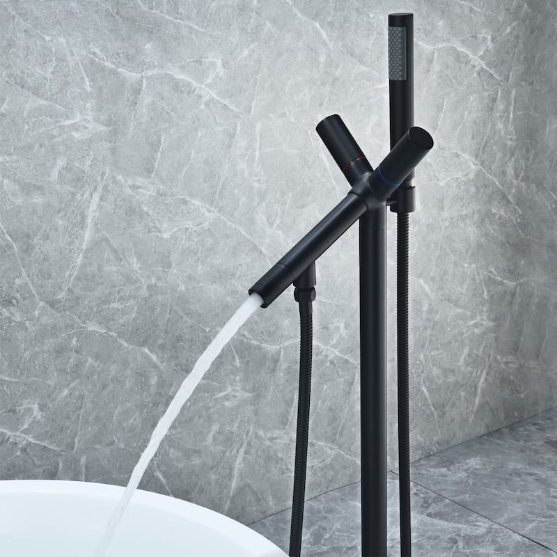 Altair Brulon Double Knob Handle Freestanding Floor Mounted Tub Filler with Handshower