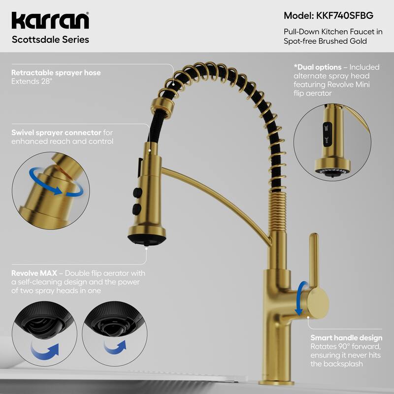 Karran Scottsdale Single Handle Commerical Pull-Down Sprayer Kitchen Faucet