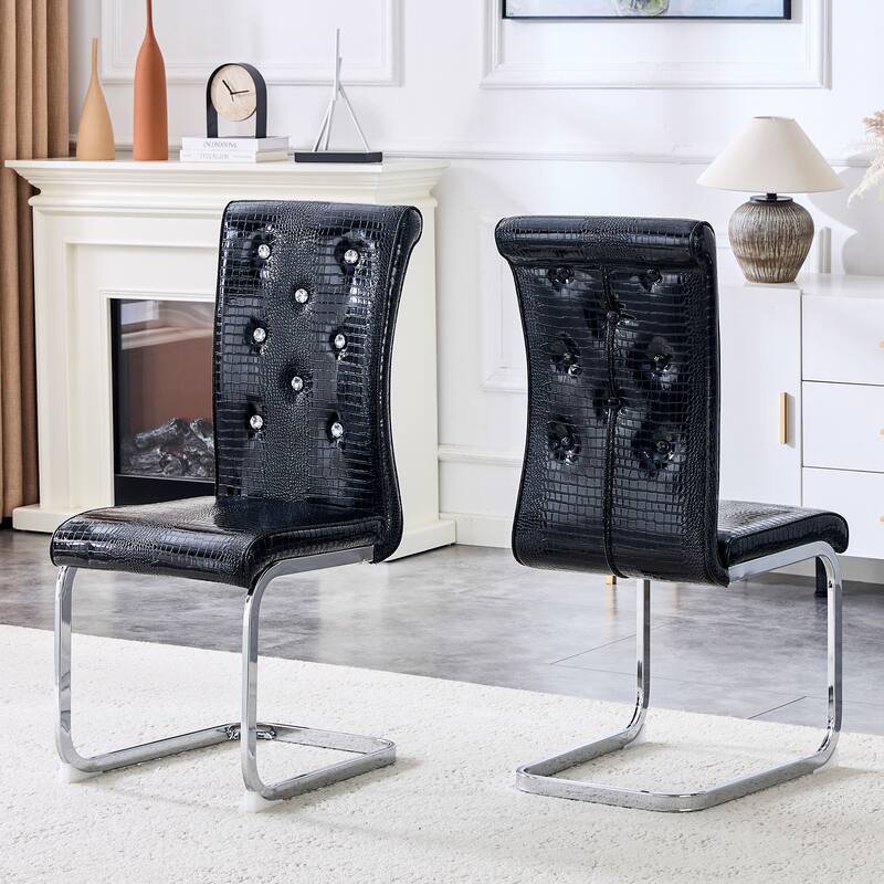 Set of 2 Dining Chair Side Chair Kitchen Chair Leisure Chair Black Lounge Chair Office Chair Armless Chair