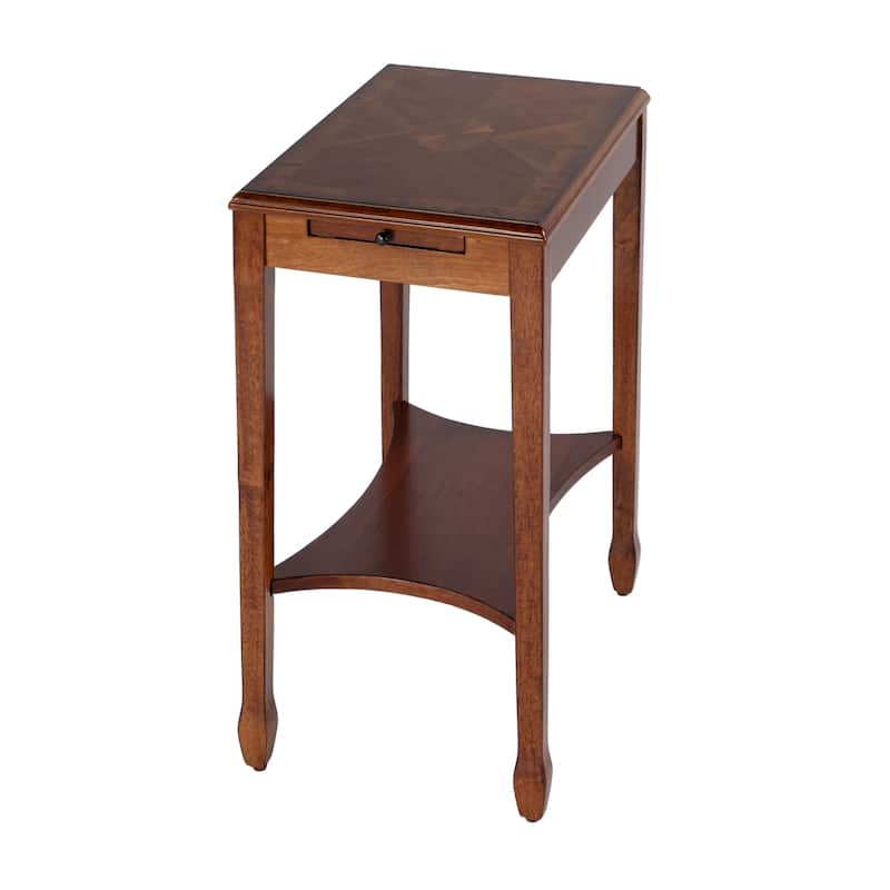 Handmade Butler Gilbert Olive Ash Varnished Wood Veneer Burl End Table
