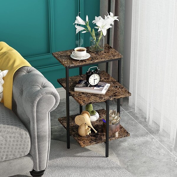 3 Tier Faux Marble Side Table Small End Table with Storage Shelves Sofa Side Table Bedside Table Nightstand for Living Room On Sale Bed Bath Beyond 35066341
