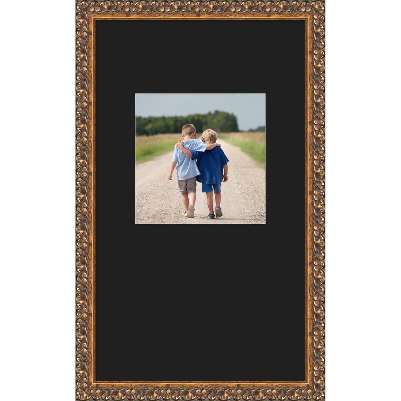 Antique Bronze Framed Picture Frame, Photo Frame - 13x22 Matted Black 8x8