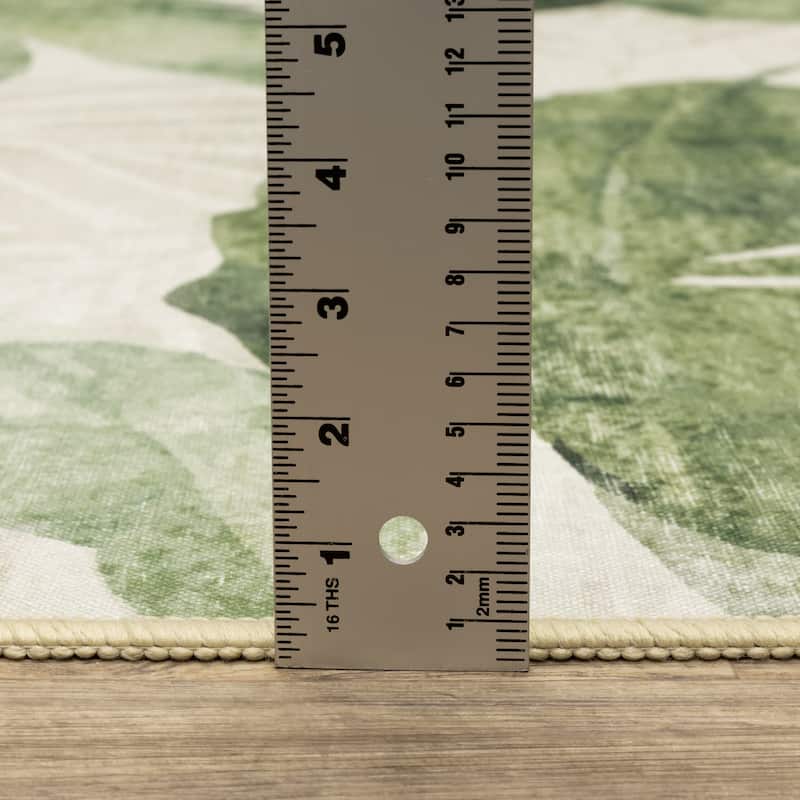 Style Haven Flores Tropical Palms Beige/Green Indoor-Outdoor Washable Rug