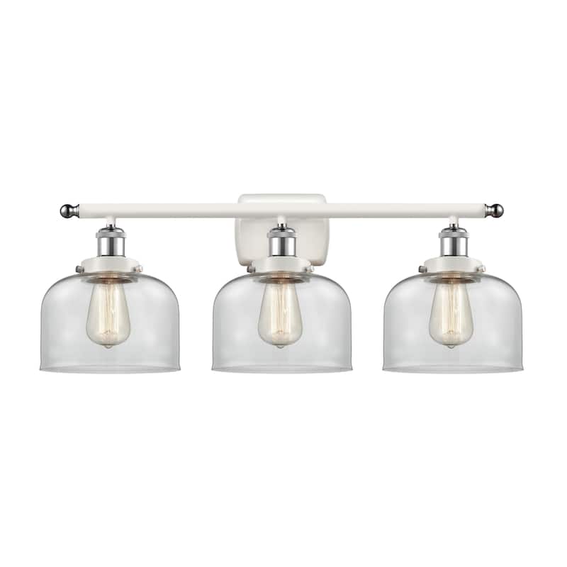 Innovations Lighting 916-3W-13-28 Bell Vanity Bell 3 Light 28" Wide - White and Polished Chrome / Clear