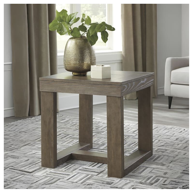 Cariton Gray Square End Table - Gray - Veneer