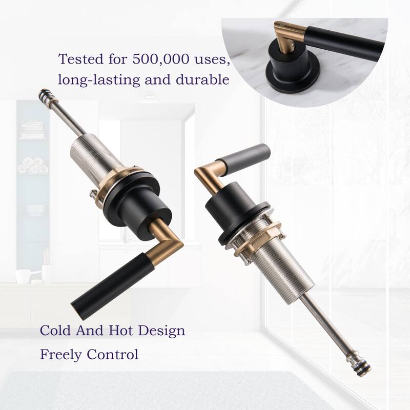 Luxury 2-Handle Gold / Black Bathroom Sink Faucet 3 Hole Widespread In Brass