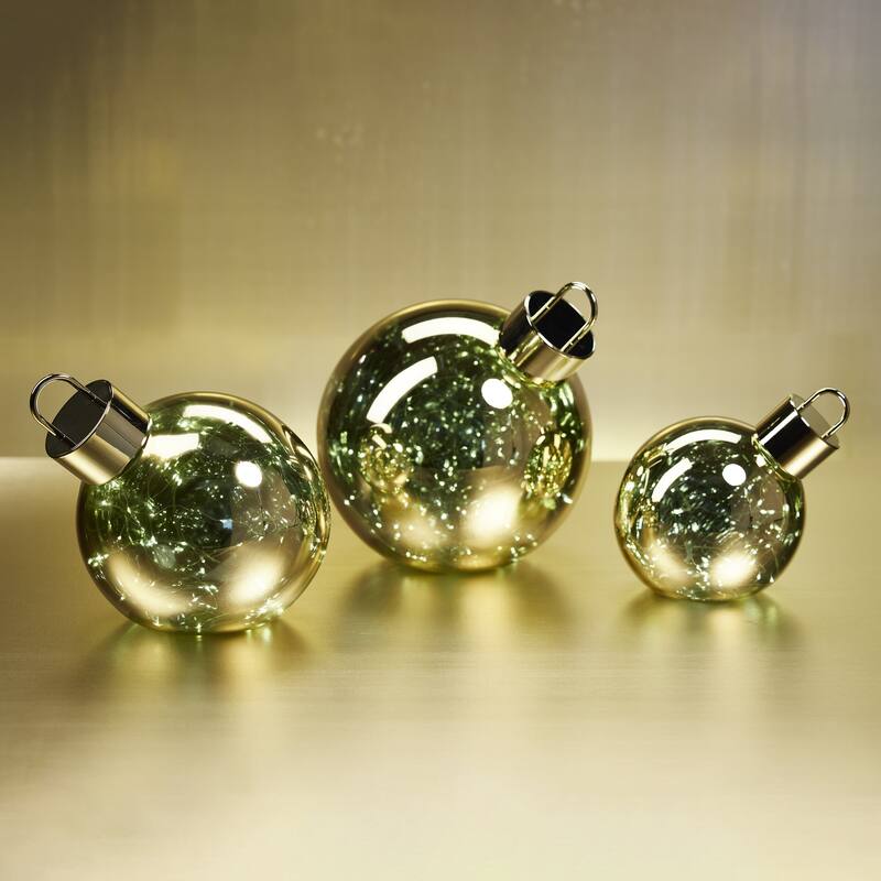 LED Oversized 11.75" Gold Glass Ball Ornament - 11.75
