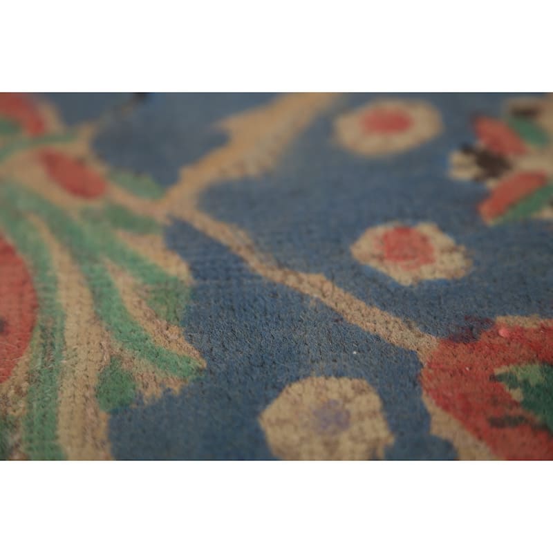 Blue Floral Tabriz Persian Area Rug Hand-Knotted Wool Carpet - 6'2"x 9'9"