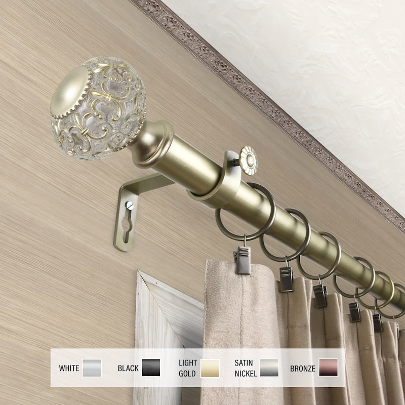 InStyleDesign Sadie 1 inch Diameter Adjustable Curtain Rod - 48 to 84 inches - Light Gold