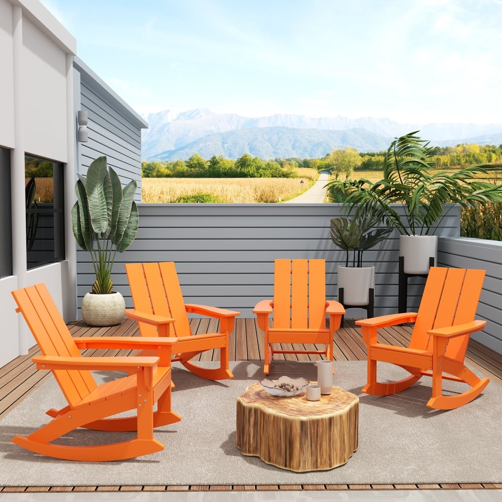 Shoreside Modern Eco-Friendly All Weather Poly Adirondack Rocking Chairs (Set of 4)