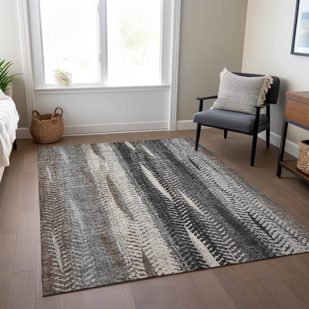 Machine Washable Indoor/ Outdoor Chantille Modern Imprints Rug