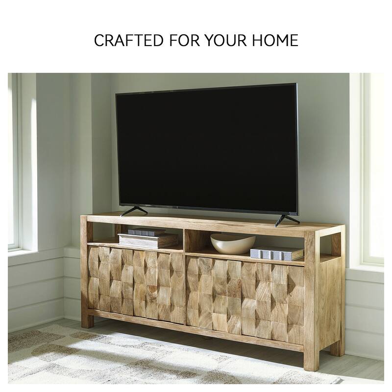 Signature Design by Ashley Hudwick Natural Brown Accent Cabinet - 68"W x 16"D x 30"H