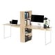 HOMCOM 88” Extra Long 2-Person Computer Desk w/ Bookshelf Combo Double ...