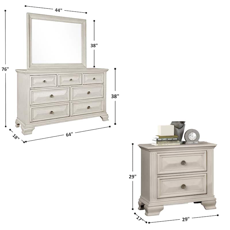 Roundhill Furniture Renova Distressed Parchment Wood 5-piece Bedroom Set