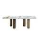 preview thumbnail 9 of 7, Modern 63 " Natural texture Rectangle Faux Marble Dining Table