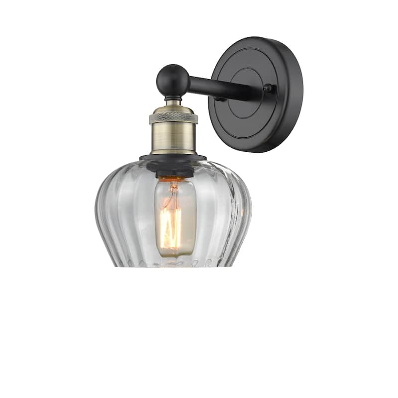 Innovations Lighting 616-1W-10-7 Fenton Sconce Fenton 10" Tall Wall - Black Antique Brass / Clear