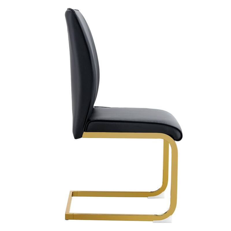 Set of 2 High Resilience Dining Chair with Arched Metal Gold Leg