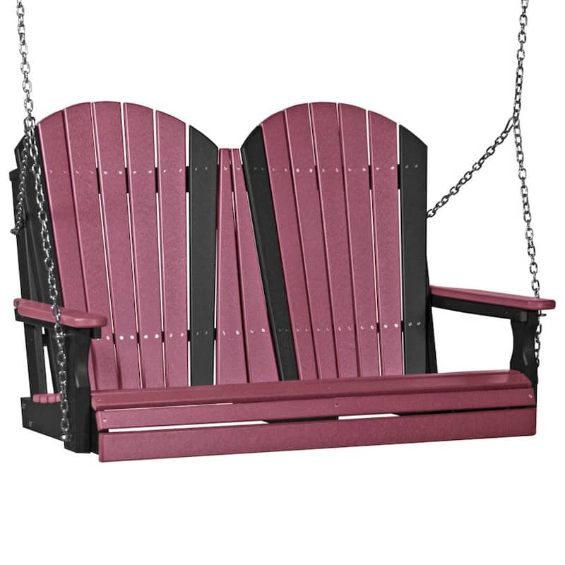 Poly Lumber Adirondack Swing - 4' - Cherrywood & Black