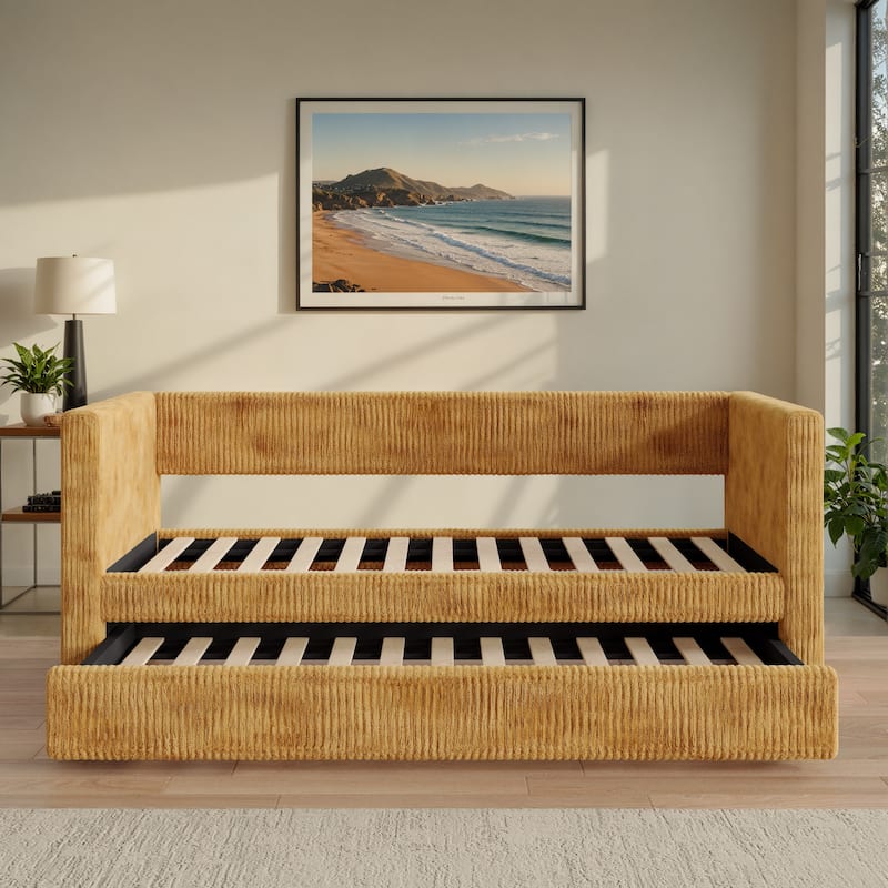 Corvus Somme Corduroy Upholstered Daybed with Trundle
