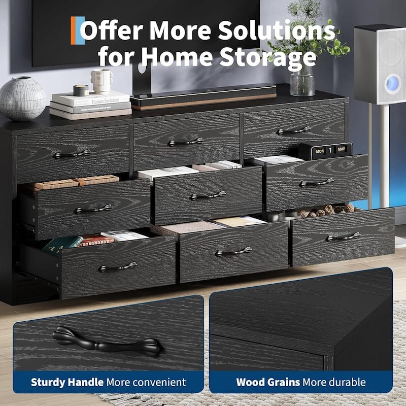 Modern 55" Media Console with 9 Drawers TV Stand with Mount for TVs Up to 85"