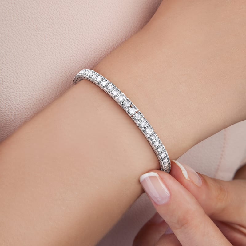 Miadora Sterling Silver 3ct TDW Diamond Tennis Bracelet - 7.25 in x 4.5 mm
