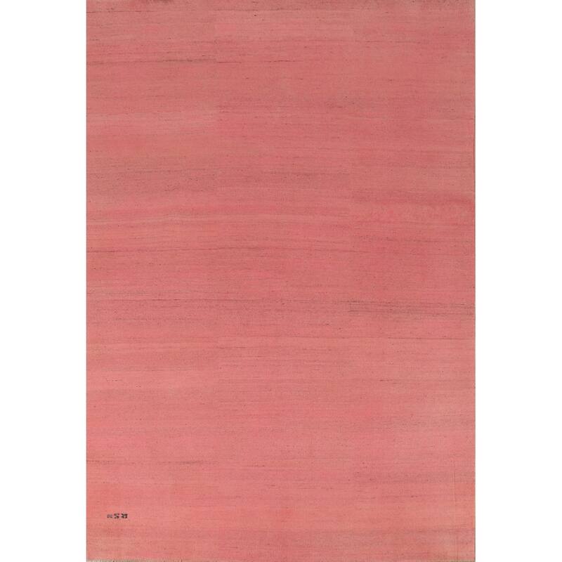Light Pink Modern Gabbeh Oriental Area Rug Hand-Knotted Wool Carpet - 6'8"x 9'5"