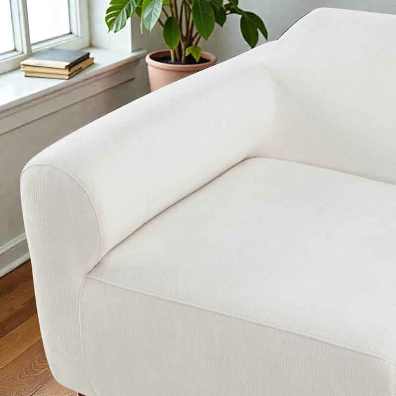 111" Modern Curved Sectional Sofa with Ottoman, Fully Assembled Foam Sofa, Deep Seat 3-Piece Set