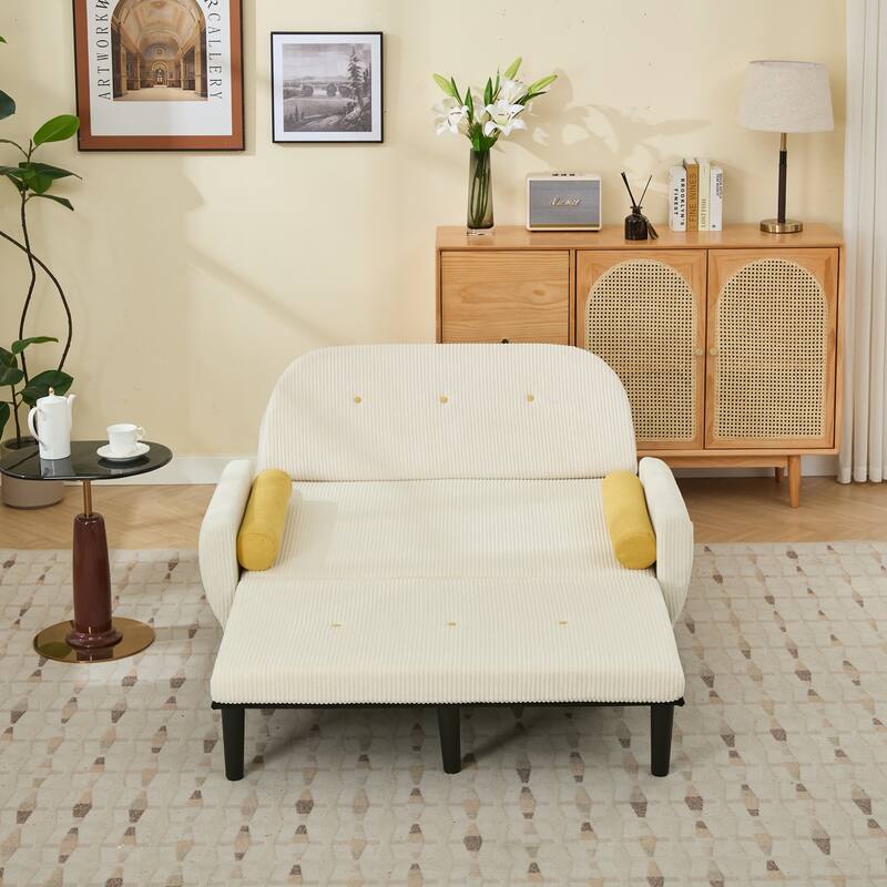 Velvet Sofa Bed, Loveseat with Adjustable Backrest, Sleeper Sofa Daybed with Built-In USB Port