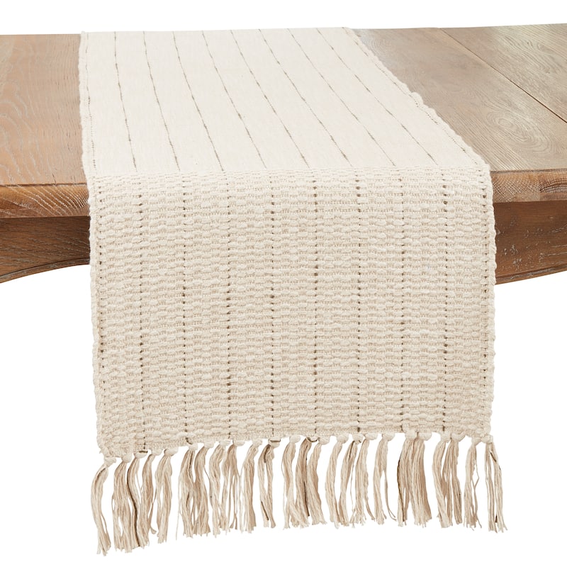 Contemporary Charm Stripe Fringe Tassels Table Runner - 16"x72" - 16"x72"