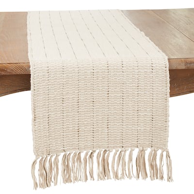 Contemporary Charm Stripe Fringe Tassels Table Runner - 16"x72"