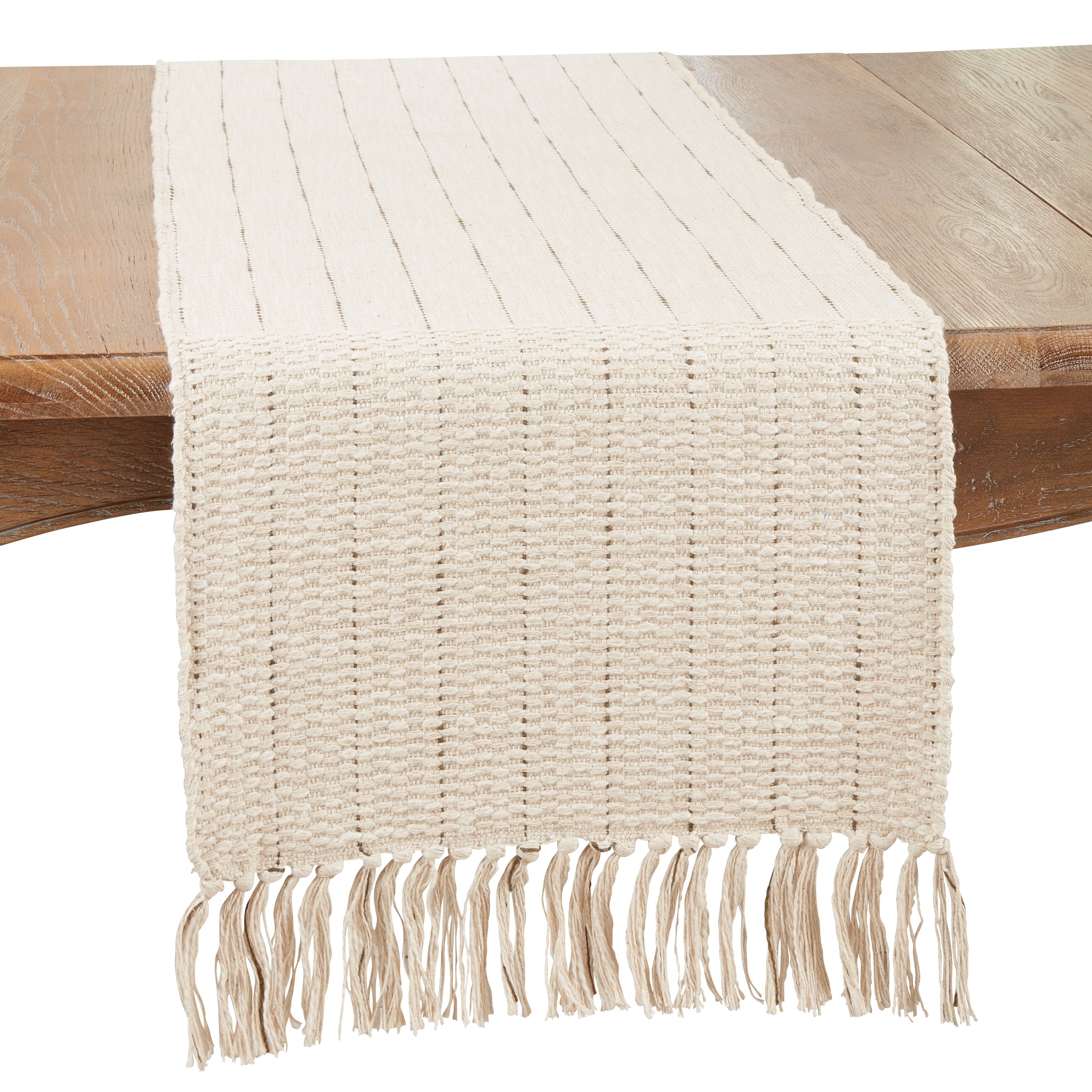Contemporary Charm Stripe Fringe Tassels Table Runner - 16"x72"
