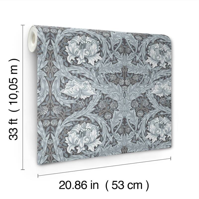 African Marigold Dark Blue Floral Wallpaper