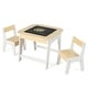 preview thumbnail 1 of 8, Gymax 3-in-1 Kids Wooden Table & 2 Chairs Set w/ Storage Detachable Natural + White