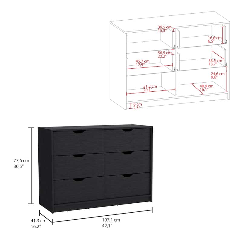 Bennett 2 Piece Bedroom Set, Nightstand + Dresser,The curio features six ample drawers