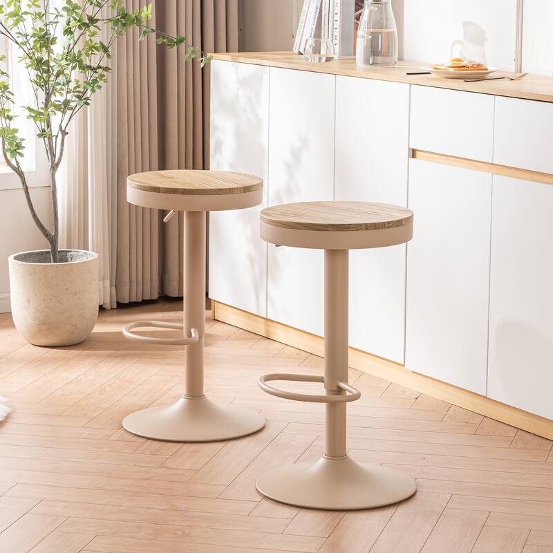 Adjustable Swivel Bar Chairs Backless Round Barstools Set of 2