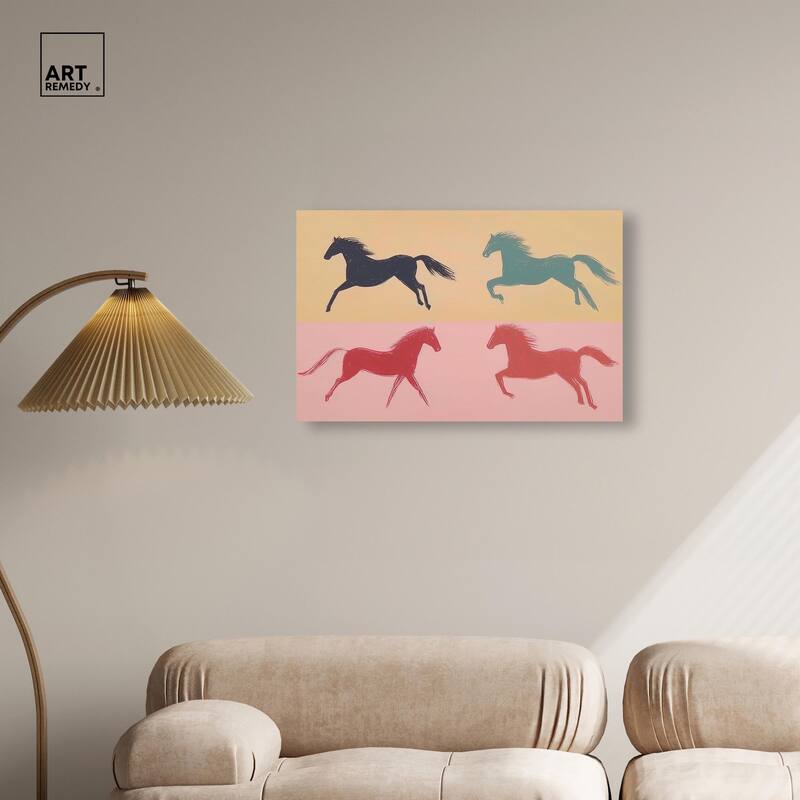 Galloping Quartet Canvas by Art Remedy, Gallery Wrapped