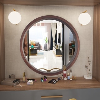 Modern Round Wood Wall Mirror - Bed Bath & Beyond - 34474381