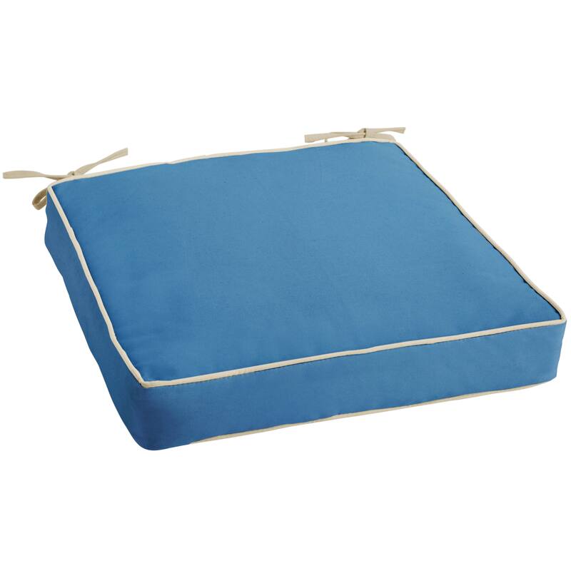Sorra Home Outdoor Corded Chair Cushion - Blue - 19 in W x 19 in D x 3 in H