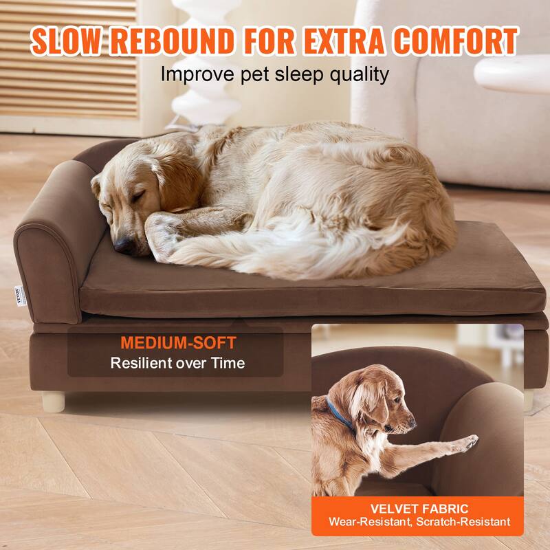 VEVOR Pet Sofa, Dog Couch for Dogs and Cats, Soft Velvety Dog Sofa Bed