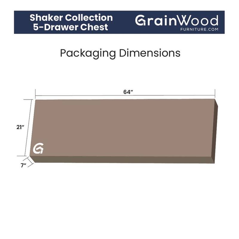 Grain Wood Furniture Shaker 5-drawer Solid Wood Chest
