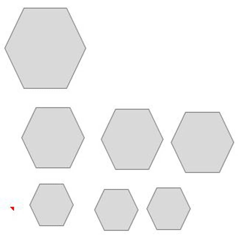 Elements Set of 7 Hexagonal Wall Mirrors
