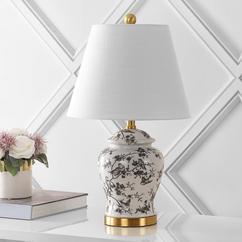 Penelope 22" Chinoiserie LED Table Lamp, Blue/White by JONATHAN Y