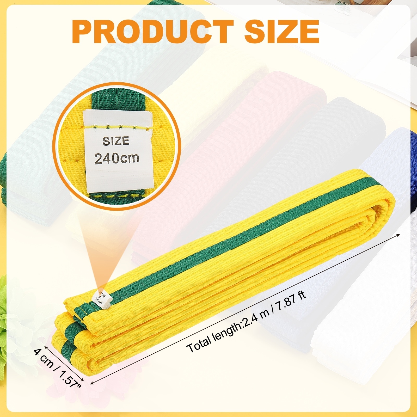 Karate Belt, Martial Arts Ranking Belts Solid Cotton Double-Layered Core Long Soft Uniform Training