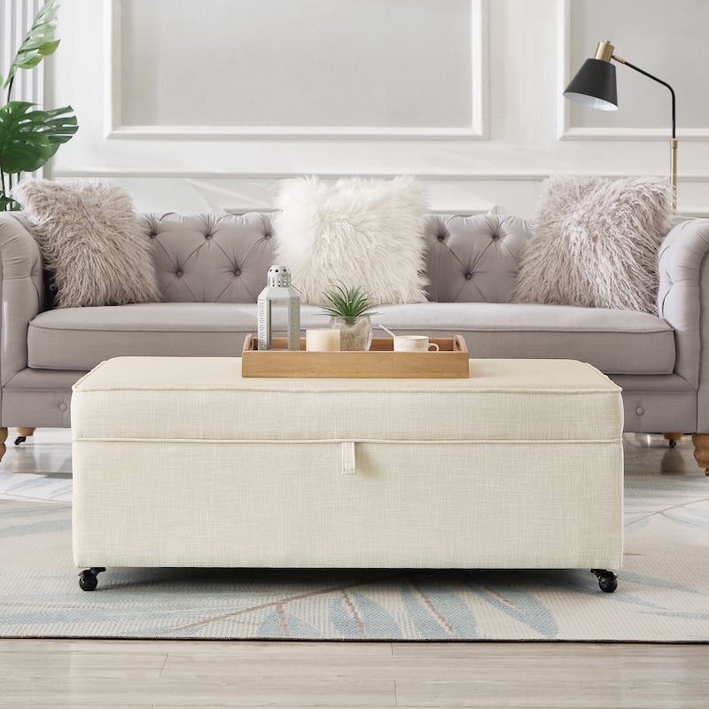 Modern Large Comfort Sofa Ottoman with Storage,Modular Sectional Storage Ottoman With Wheels For Living Room,Lounge Ottoman